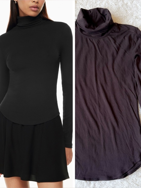 Babaton Tops - Babaton Aritzia Woman Brown Stretch Fabric Turtleneck Long Sleeve MEDIUM Minimal